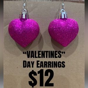 Pink Glitter Heart Earrings Brand New I just made them. They are so cute!